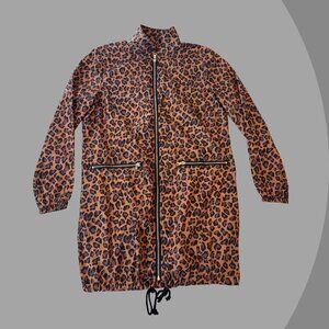HalfHeart Women's Cheetah Print Zip Up Windbreak Jacket, Size Small